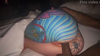 Tattooed Beauty Olivia Rides A Black Rod In Slow Motion
